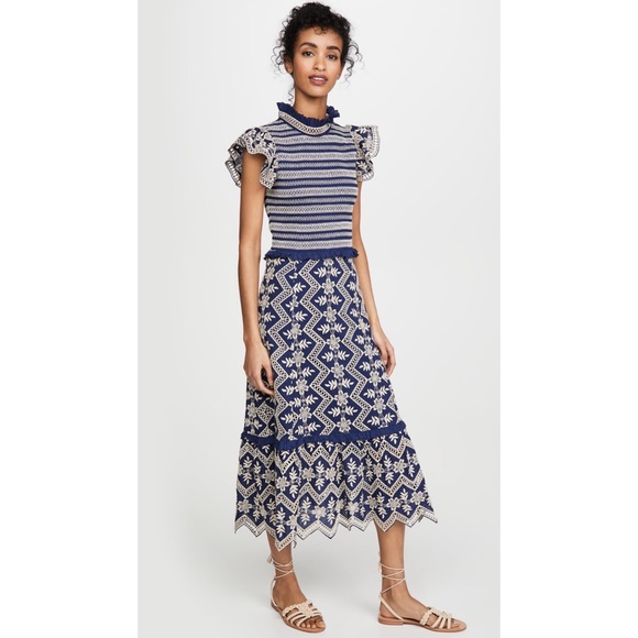 Sea New York Dresses & Skirts - Sea New York Smocked Eyelet Midi Dress